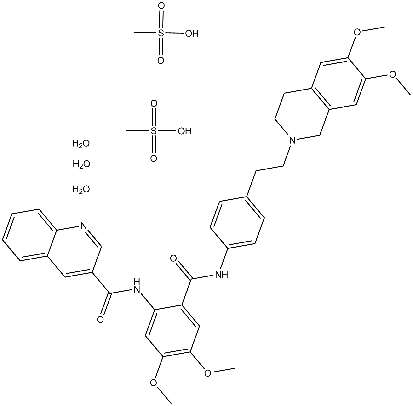 Tariquidar methanesulfonate, hydrate